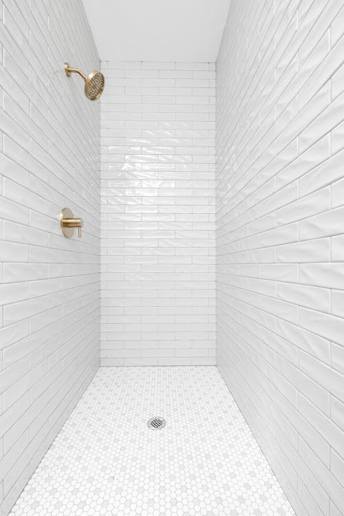 white walls in a bathroom space.
